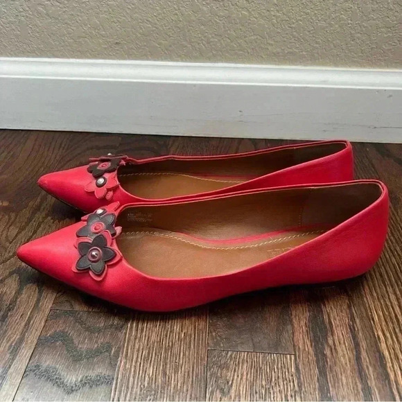 Coach Flat With Floral Applique Tea Rose Red FG1862 Women’s Size 8.5 B Slip On - Picture 3 of 16